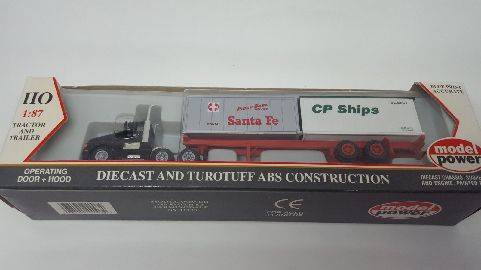 Model Power 22003 HO 1/87 ATSF SANTA FE CP SHIPS SH Tractor w/Two 20' Containers - ModelsPower