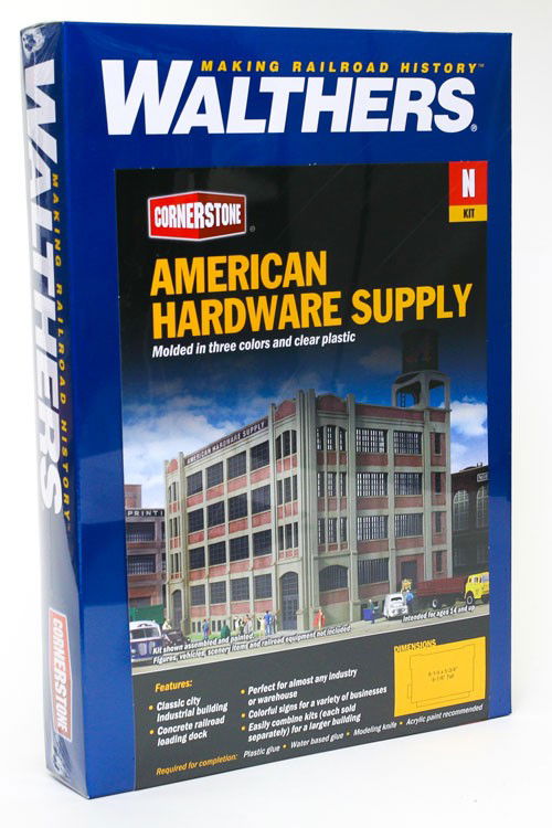 WALTHERS Cornerstone 933-3253 N Scale AMERICAN HARDWARE SUPPLY brick structure - ModelsPower