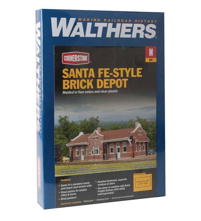 WALTHERS Cornerstone 933-3803 N Scale SANTA FE MISSION STYLE BRICK DEPOT KIT new - ModelsPower