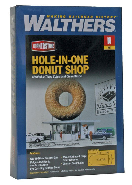 WALTHERS Cornerstone 933-3835 N Scale HOLE-IN-ONE DONUT SHOP KIT walk-up store! - ModelsPower