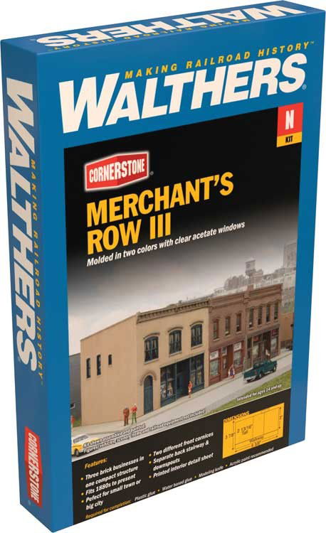 WALTHERS Cornerstone 933-3851 N Scale MERCHANT'S ROW III KIT +3 brick storefront - ModelsPower