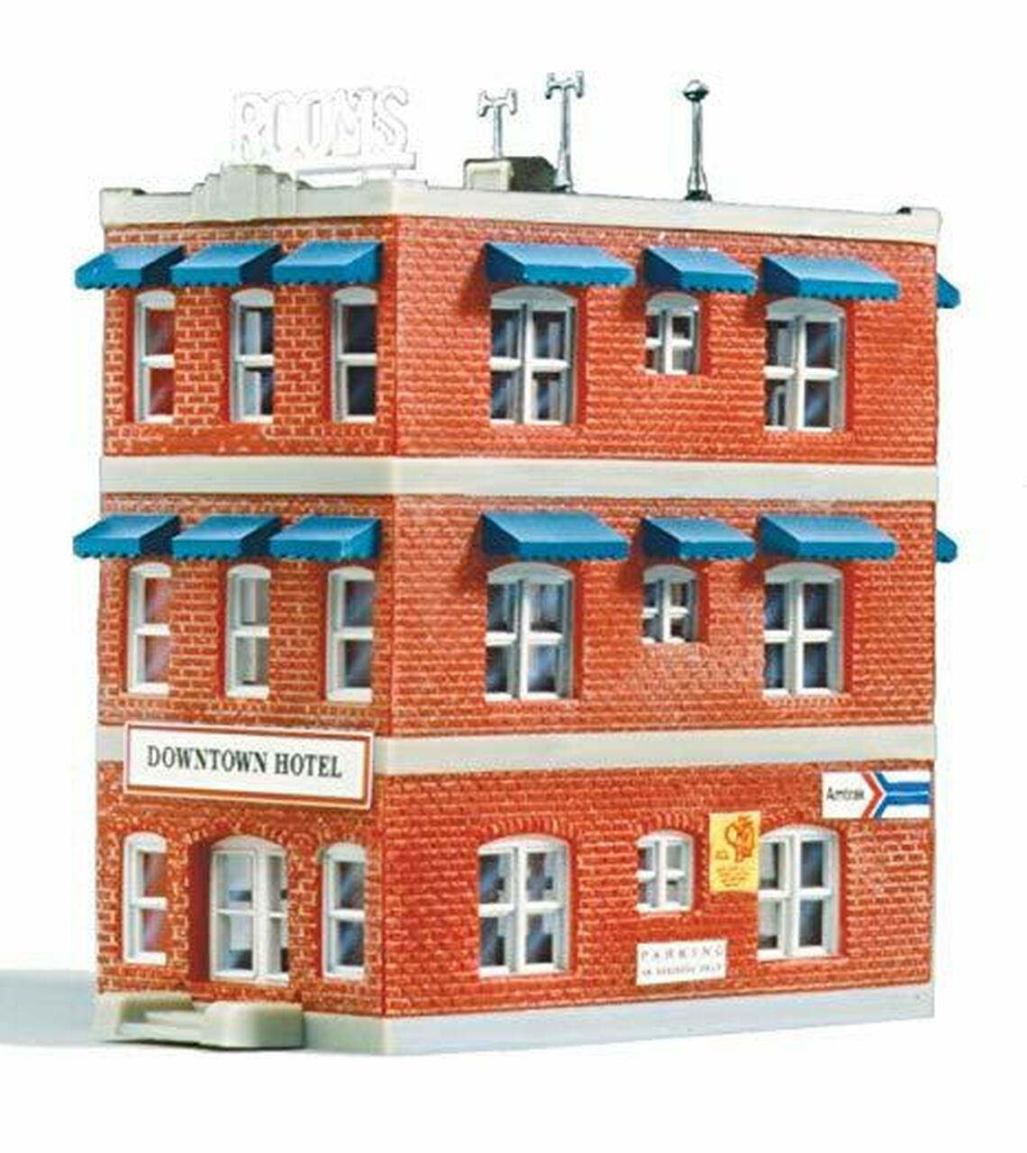 WALTHERS Life-Like 433-7482 N Scale DOWNTOWN HOTEL KIT incl. signs & accessories - ModelsPower