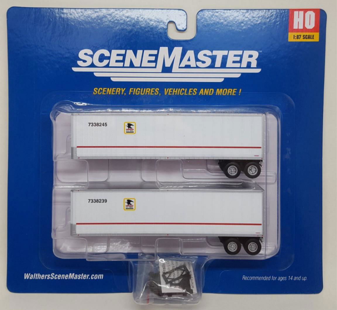 Walthers SceneMaster HO Scale USPS Postal Service 40' Trailmobile Trailer 2-Pack - ModelsPower