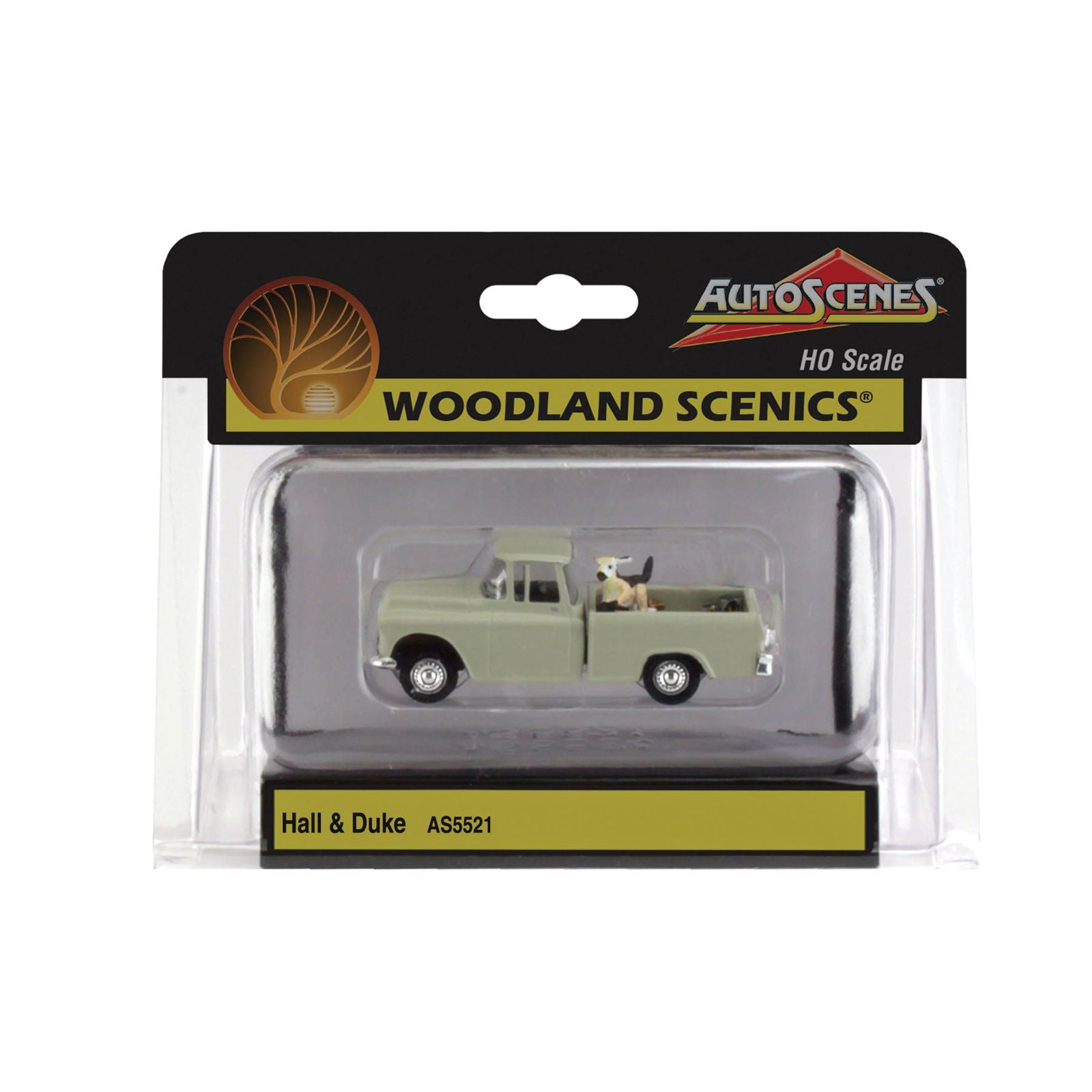 Woodland Scenics HO 1/87 HALL & DUKE the dog w/pickup truck AutoScenes AS5521 - ModelsPower